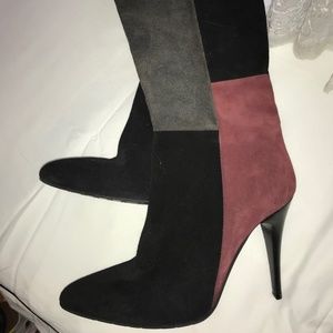 Charles David Kris OTK Black Grey Burgundy Suede